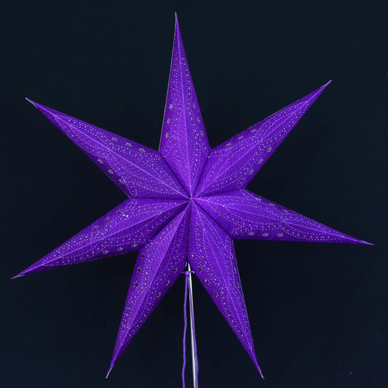 MINORIS lila - Faltbarer Leuchtstern, Weihnachtsstern aus Papier mit 7 Zacken, 60 cm